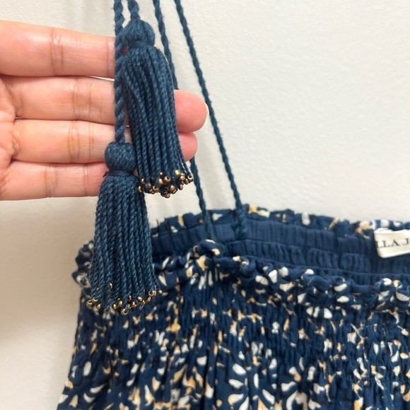 **SOLD* Ulla Johnson Eugenia Midi Dress Floral Vine Print Pockets Tassel Blue XS - Picture 4 of 9